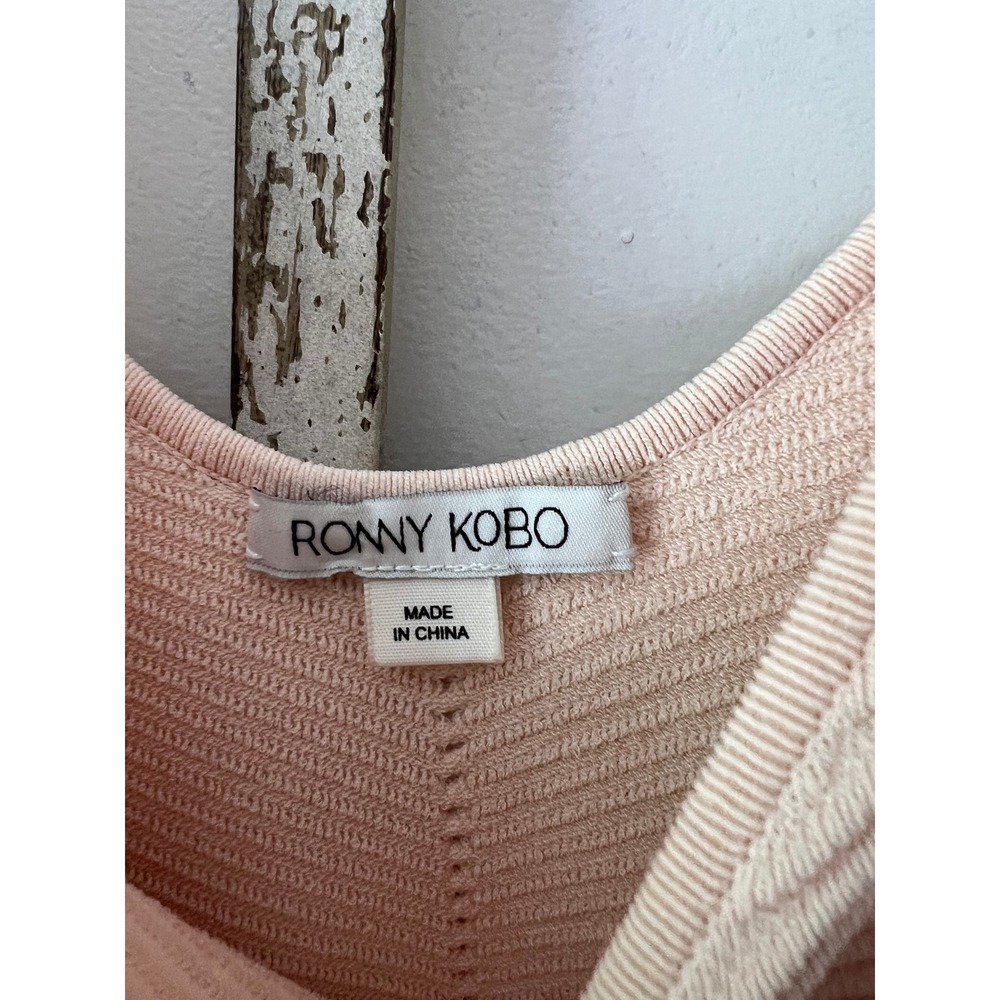 Ronny Kobo Pink Ribbed Bandage Bodycon Mini Dress Womens Small Sleeveless - Picture 2 of 4
